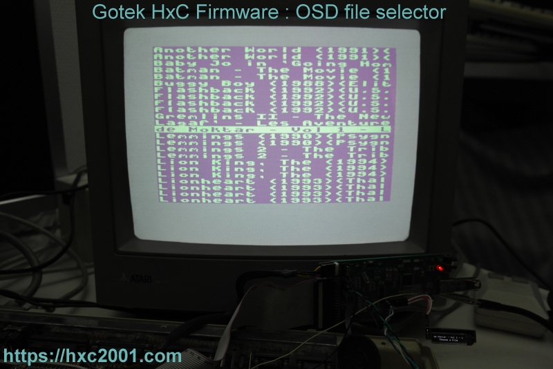 Gotek HxC firmware On-Screen-Display on Amiga